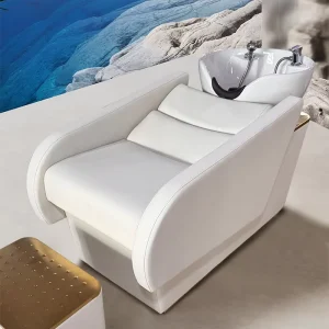 Modern Electric Shampoo Chair with Ceramic Shallow Bowl Beauty Salon Equipment Metal Bed Washing for Hair Salon