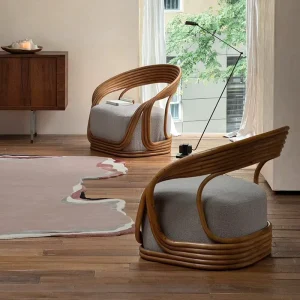 Modern Elegance Handmade Curved Wooden Leisure Chair Chic Interiors Durable Upholstery Home Furniture for Living Room Bedroom 2