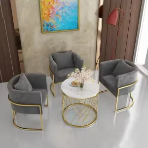 Modern Elegant Golden Single Chair for Sales Office Comfortable Leisure and Business Negotiation Waiting