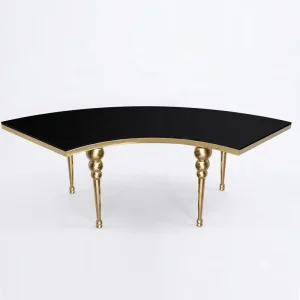 Modern Elegant Half Moon Gold Metal Mirror Top Wedding Dining Tables for Event Furniture
