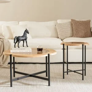 Modern Elegant Retro Style Coffee Table Multifunctional Wood and Iron Eco-Friendly