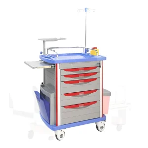 Modern Emergency Cart Medical Plastic ABS Trolley OEM Nursing Cart 5 Drawers 4 Wheel Hospital Furniture High Quality