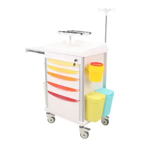 Modern Emergency Medical Treatment Trolley ABS Plastic Medical Cart Mute Casters Brakes Anticollision Easy Clean Hospital