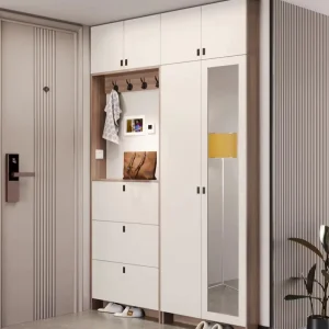 Modern Entryway Wall Unit Space Efficient Organizer with Ventilated Compartments Shoe Cabinet