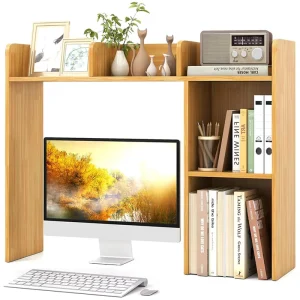 Modern Ergonomic Adjustable Office Desk with Bookshelf Multi Functional Home Study Living Room Workstation