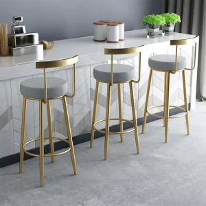 Modern Ergonomic Curved Back Bar Stool with Upholstered Seat Sturdy Metal Legs Footrest for Home Bar Dining Cafe Restaurant Use