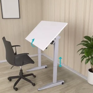 Modern Ergonomic Design Movable Gas Lift Height Adjustable Steel Drawing Table Eco Friendly Easy Assembly 0 90 Degree Folding