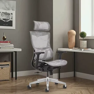 Modern Ergonomic Executive Office Chair with Mesh Back Iron Legs Adjustable Height Reclining Features Mesh Chair for Office