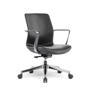 Modern Ergonomic Leather Executive Office Chair Aluminum Alloy Iron Frame Movable Adjustable Height Multi functional Locking