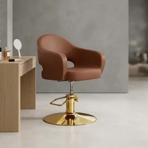 Modern Ergonomic Leather Height Adjustable Barber Chair with Metal Base for Salon Hairdressing