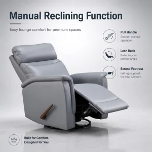 Modern Ergonomic Manual Reclining Leather Sofa Chair 360 Swivel Base for Home Cinema Theater Commercial Use