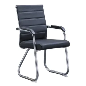 Modern Ergonomic Mesh Office Chair with PU Leather Seat Fixed Armrest Metal Frame Conference Chair Use