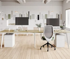 Modern Ergonomic Metal Open Office Workstation with Extendable Divider Panels for Focus Oriented Team Workstations