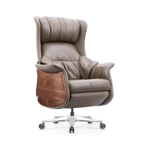Modern Ergonomic Office Chair with Genuine Leather Seat Comfortable Ventilated Heating Massage Footrest Reclining Design