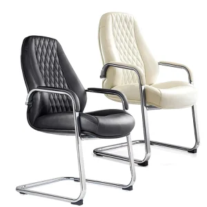 Modern Ergonomic Office Furniture Fixed Bow Shaped Mid Back Boss PU Genuine Leather Reclining Waterproof Conference Chair