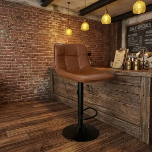 Modern Ergonomic PU Upholstered Bar Stool Adjustable Swivel Counter Chair for Restaurant or Cafe Bar Chairs