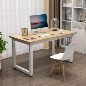Modern Ergonomic White Wooden Desk Small Study Computer Table with Office Drawer for the Contemporary Workspace