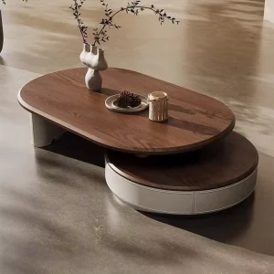 Modern European Design Durable Solid Wood Coffee Table Set with Round Top Living Room Furniture Finish
