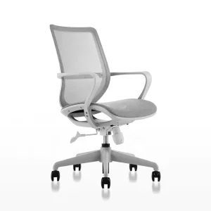Modern European Ergonomic Design Grey Middle Back Mesh Office Chair Swivel With Lumbar Support