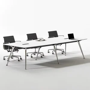 Modern European Office Furniture Conference Meeting Table With Chrome Silver Aluminum Leg