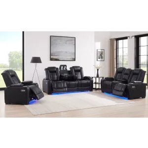 Modern European Style Home Theater Sofa Set with Electric Recliner Seats Faux Leather Living Room Furniture