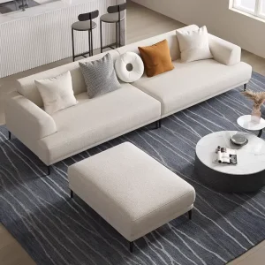 Modern European Style Reclining L Shaped Modular Sponge Filled Fabric Sofa Set Rectangle for Apartment or Hotel Use