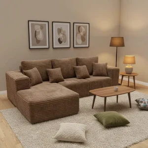 Modern European Three Seat Sectional Velvet L-shaped Sofa Set with Vacuum-sealed Packaging for Hotel Home Use Sofa Bed