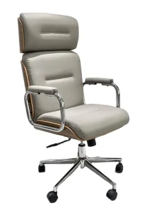 Modern Executive Aluminum Frame Ergonomic PU Leather Foldable Height Adjustable Office Chair Revolving Seat Armrests Headrest
