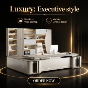 Modern Executive Boss Office Desk and Chair Set Luxury Large MDF Furniture for CEO Desks