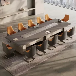 Modern Executive Conference Table with Wooden Top Customized Size for Boardroom Office Meeting Training Rooms