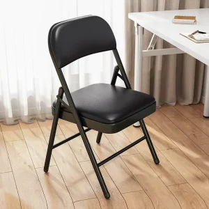 Modern Executive Leather Office Chair Padded Backrest Folding Chair Office Ergonomic Chair Portable Conference Training Chair
