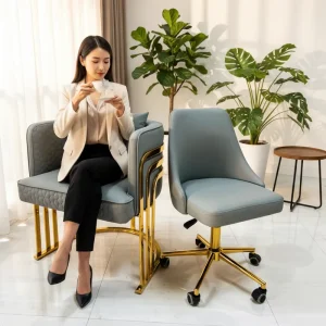 Modern Executive Office Chair Set with Ergonomic Back Support Leather Padded Design Multiple Styles Customizable Colors