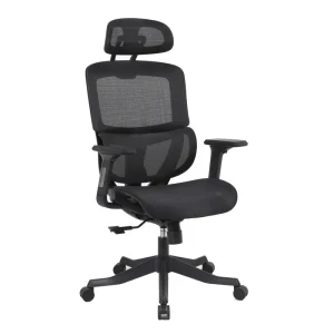 Modern Executive Office Chair with Full Mesh Lumbar Support & Adjustable Fabric Seat