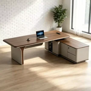 Modern Executive Office Desk Office Furniture L shaped Luxury Wooden Table with Storage for Home Office Hotel Desk