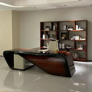 Modern Executive Office Desk with Bookshelf High Quality Workstation for Professional Spaces