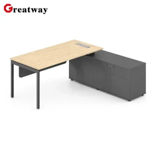 Modern Executive Office Desk with Side Cabinet Wooden Manager Table Commercial Office Furniture for Workspace