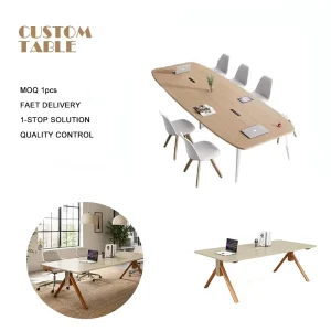Modern Executive Office Furniture Office Conference Table with Cable Management for Corporate Boardroom Rectangle Meeting Table
