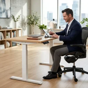 Modern Executive Single Motor Standing Desk Frame 2 Stage Height Adjustable Motorized Office Workstation Unit