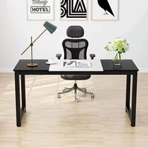 Modern Executive Wooden Office Desk with MDF Core Small Workstation Furniture Healthy Office Chair for Laptop Home Computer Use