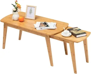 Modern Extendable Bamboo Folding Coffee Table for Living Room Multifunctional