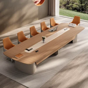 Modern Extendable Long Conference Table Square Shape MDF Material 10 Seater Modular Chair Combination for Home Office Dining