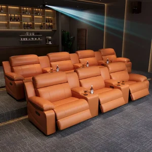 Modern Extendable Metal Frame Leather Electric Sofa Chair Set for Home Theater VIP Audio Visual Room