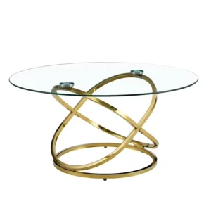 Modern Extendable Round End Table Stainless Steel and Tempered Glass Living Room Furniture for Home Use