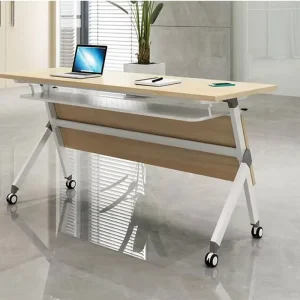 Modern Extendable Wooden Folding Conference Table Movable Training Tables with Wheels