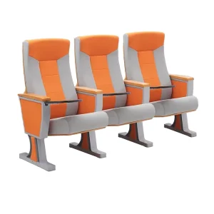 Modern Fabric Auditorium Chair Aluminum Alloy Writing Board Rebound Row Seat Theater School Government Public