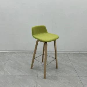Modern Fabric Bar Stool Commercial Grade Wooden Leg Footrest Customizable Kitchen Island Home Bar Cafe Hotel Bar Furniture