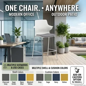Modern Fabric Bar Stools with Metal Base Light Weight Durable for Kitchen Island Home Bar Dining