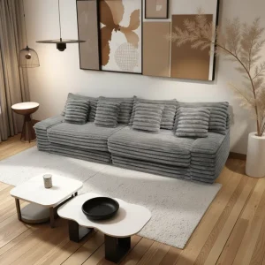 Modern Fabric Corner Sofa Luxury Compressed Packaging Foldable High-Density Cushions for Apartments Malls Entertainment Lounges
