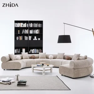 Modern Fabric Curved Sofa Set 1+2+3 Sofa With Gold Base Soft Cushion Living Room Apartment Villa Furniture Lounge Furniture