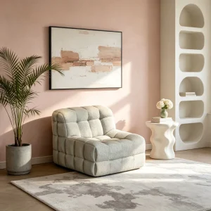 Modern Fabric Molded Waffle Compression Eco Friendly Sofa Chair No Assembly Required Hotel Apartment Living Room